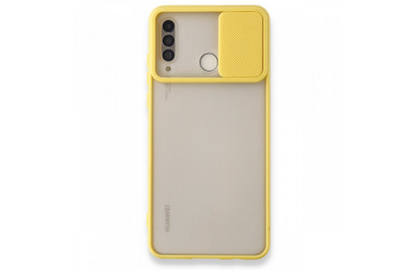 Newface Huawei P30 Lite Kılıf Palm Buzlu Kamera Sürgülü Silikon - Sarı