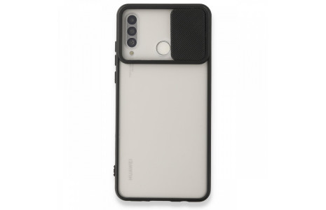 Newface Huawei P30 Lite Kılıf Palm Buzlu Kamera Sürgülü Silikon - Siyah