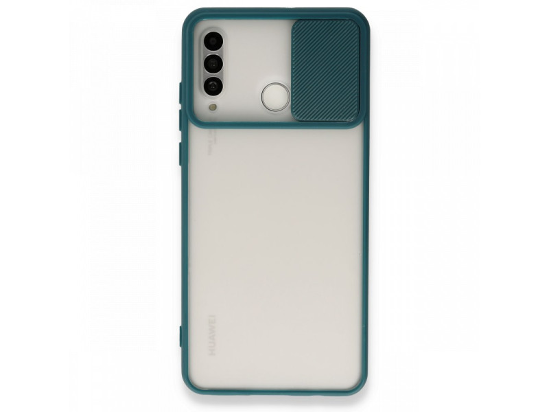 Newface Huawei P30 Lite Kılıf Palm Buzlu Kamera Sürgülü Silikon - Yeşil