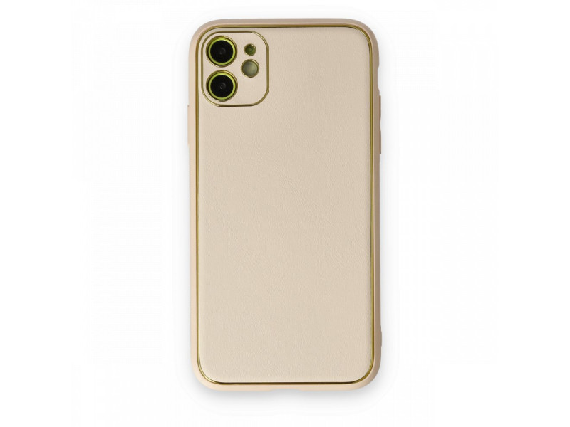 Newface iPhone 11 Kılıf Coco Deri Silikon Kapak - Gold