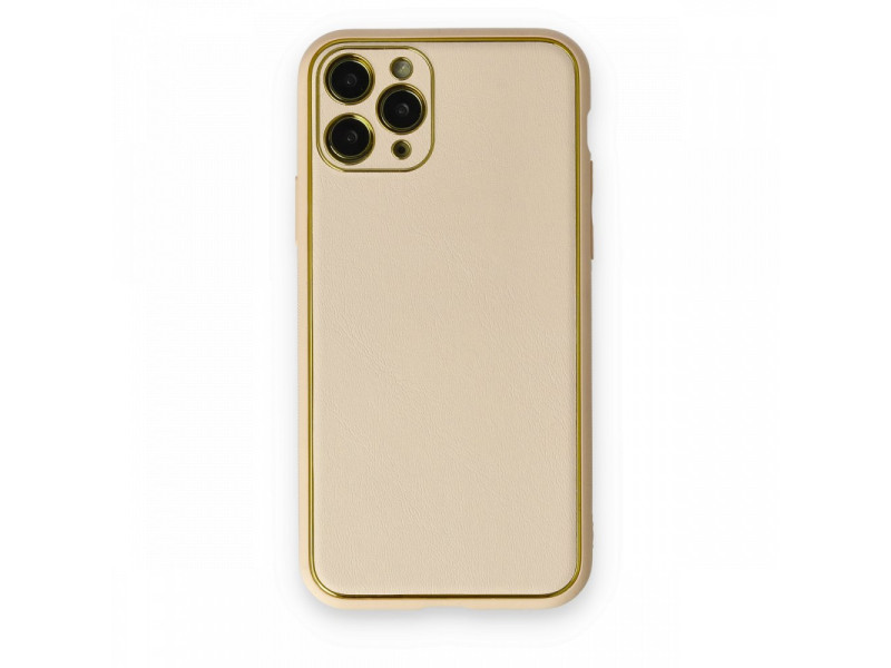 Newface iPhone 11 Pro Kılıf Coco Deri Silikon Kapak - Gold