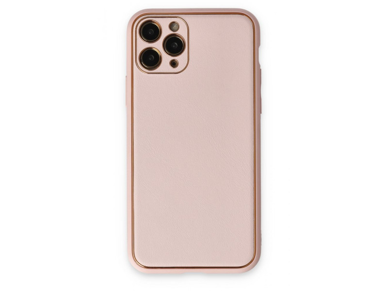 Newface iPhone 11 Pro Kılıf Coco Deri Silikon Kapak - Pudra