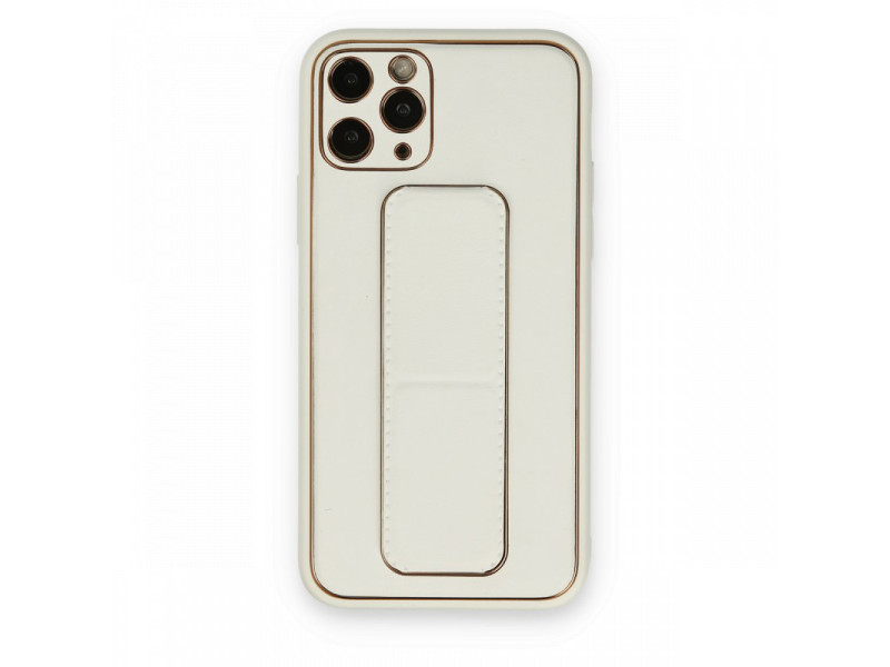 Newface iPhone 11 Pro Kılıf Coco Deri Standlı Kapak - Beyaz
