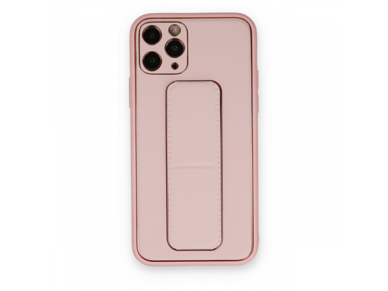 Newface iPhone 11 Pro Kılıf Coco Deri Standlı Kapak - Pembe