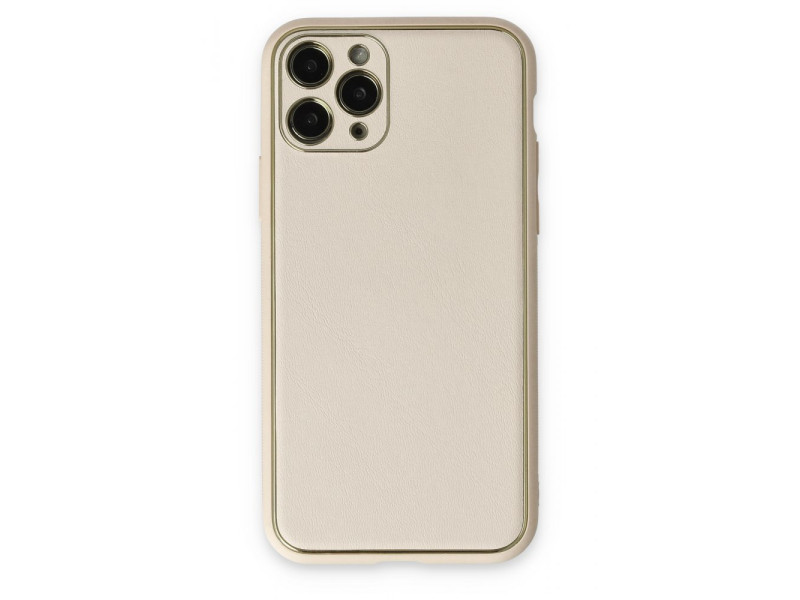 Newface iPhone 11 Pro Max Kılıf Coco Deri Silikon Kapak - Beyaz