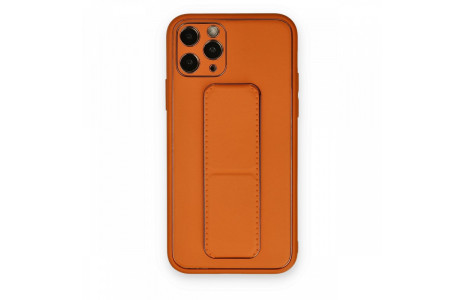 Newface iPhone 11 Pro Max Kılıf Coco Deri Standlı Kapak - Turuncu