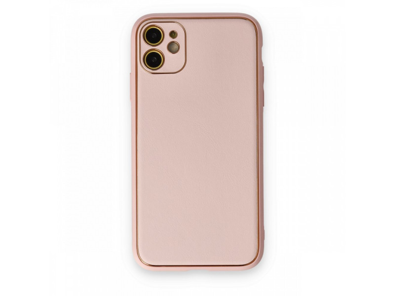 Newface iPhone 12 Kılıf Coco Deri Silikon Kapak - Pudra