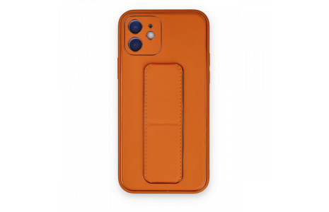Newface iPhone 12 Kılıf Coco Deri Standlı Kapak - Turuncu
