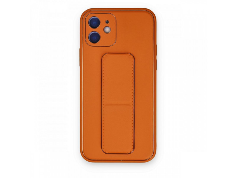 Newface iPhone 12 Kılıf Coco Deri Standlı Kapak - Turuncu