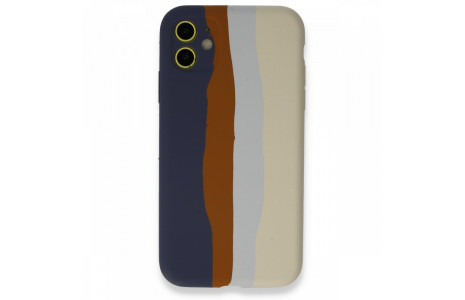 Newface iPhone 12 Kılıf Ebruli Lansman Silikon - Lacivert-Krem