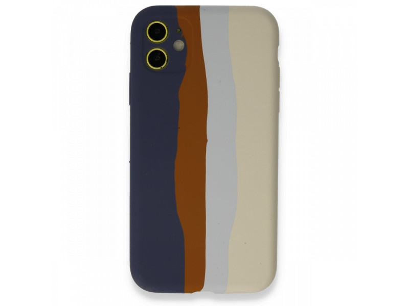 Newface iPhone 12 Kılıf Ebruli Lansman Silikon - Lacivert-Krem