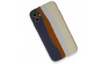 Newface iPhone 12 Kılıf Ebruli Lansman Silikon - Lacivert-Krem