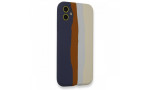 Newface iPhone 12 Kılıf Ebruli Lansman Silikon - Lacivert-Krem