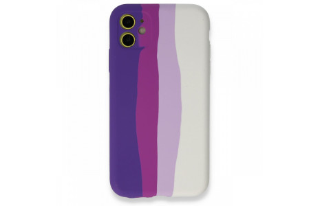 Newface iPhone 12 Kılıf Ebruli Lansman Silikon - Mor-Beyaz
