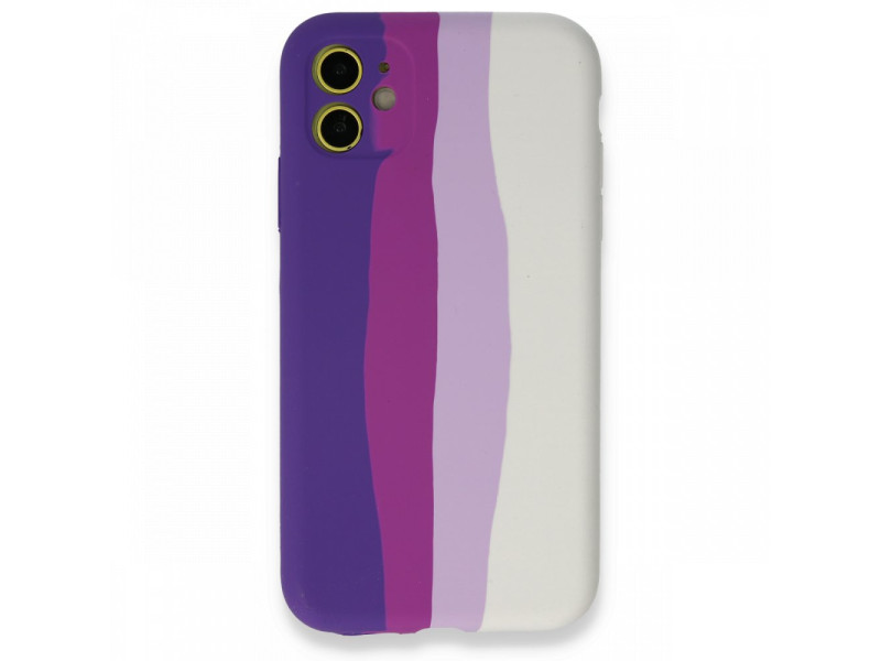 Newface iPhone 12 Kılıf Ebruli Lansman Silikon - Mor-Beyaz