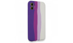 Newface iPhone 12 Kılıf Ebruli Lansman Silikon - Mor-Beyaz