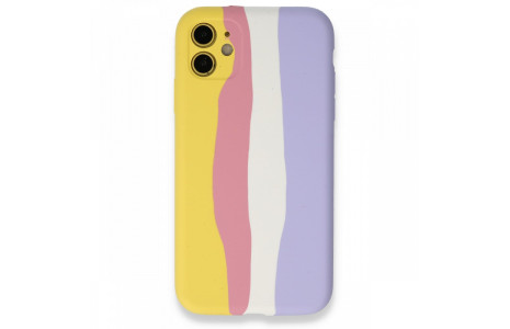 Newface iPhone 12 Kılıf Ebruli Lansman Silikon - Sarı-Mavi