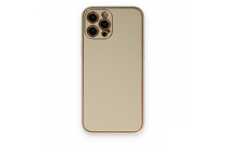 Newface iPhone 12 Pro Kılıf Coco Deri Silikon Kapak - Gold