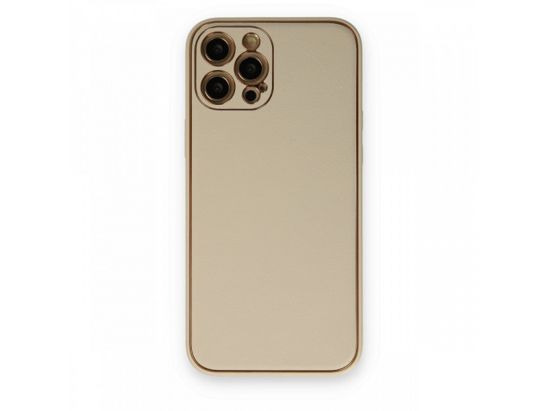 Newface iPhone 12 Pro Kılıf Coco Deri Silikon Kapak - Gold