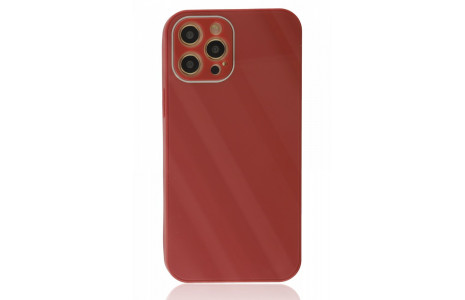 Newface iPhone 12 Pro Kılıf Glass Kapak - Bordo