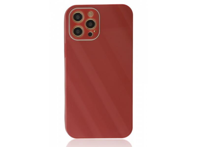 Newface iPhone 12 Pro Kılıf Glass Kapak - Bordo