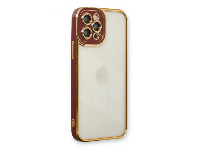 Newface iPhone 12 Pro Kılıf Liva Lens Silikon - Bordo