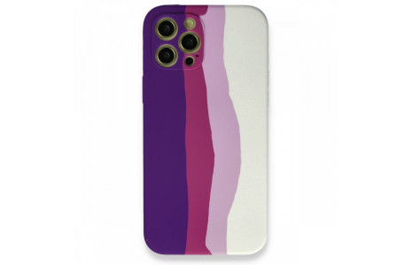 Newface iPhone 12 Pro Max Kılıf Ebruli Lansman Silikon - Mor-Beyaz