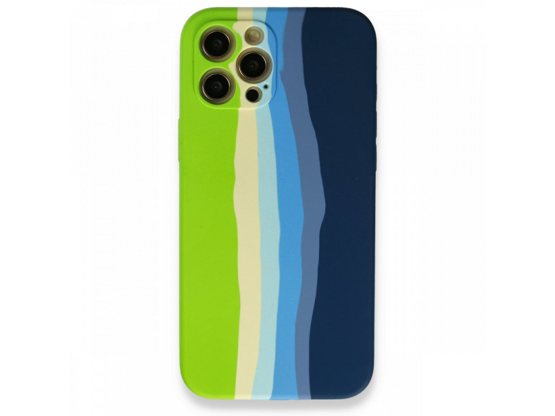 Newface iPhone 12 Pro Max Kılıf Ebruli Lansman Silikon - Yeşil-Koyu Yeşil