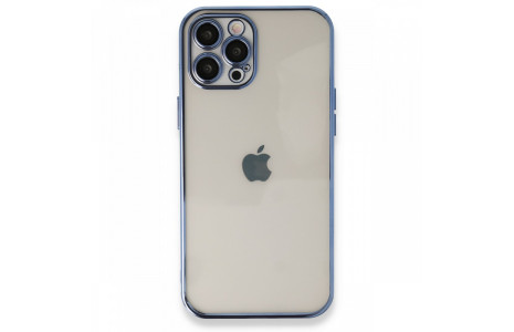 Newface iPhone 12 Pro Max Kılıf Razer Lensli Silikon - Açık Mavi