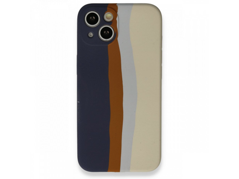 Newface iPhone 13 Kılıf Ebruli Lansman Silikon - Lacivert-Krem