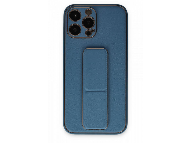 Newface iPhone 13 Pro Kılıf Coco Deri Standlı Kapak - Açık Mavi