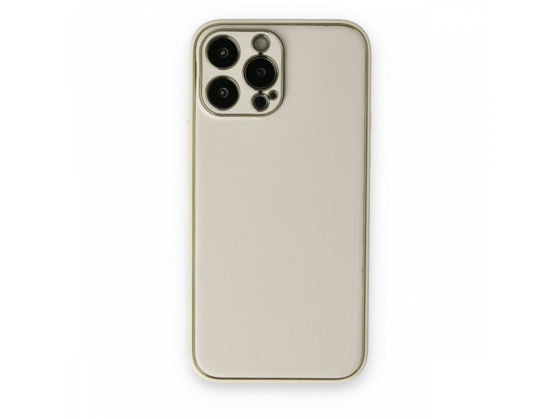Newface iPhone 13 Pro Max Kılıf Coco Deri Silikon Kapak - Beyaz