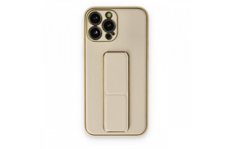 Newface iPhone 13 Pro Max Kılıf Coco Deri Standlı Kapak - Gold