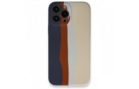 Newface iPhone 13 Pro Max Kılıf Ebruli Lansman Silikon - Lacivert-Krem