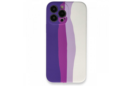Newface iPhone 13 Pro Max Kılıf Ebruli Lansman Silikon - Mor-Beyaz