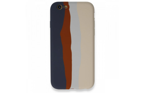 Newface iPhone 6 Kılıf Ebruli Lansman Silikon - Lacivert-Krem