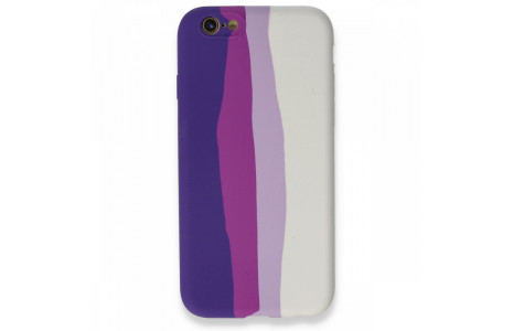 Newface iPhone 6 Kılıf Ebruli Lansman Silikon - Mor-Beyaz