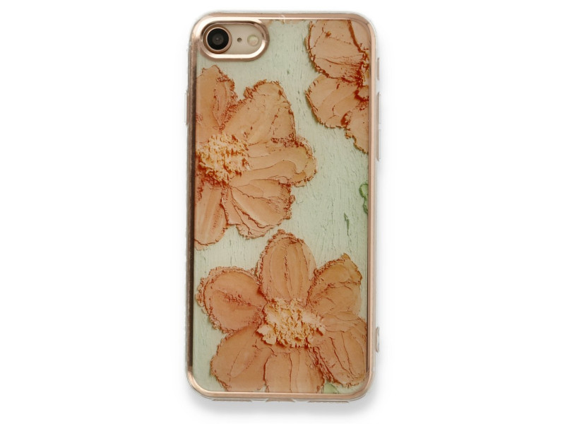 Newface iPhone SE 2020 Kılıf Çiçekli Silikon - Rose
