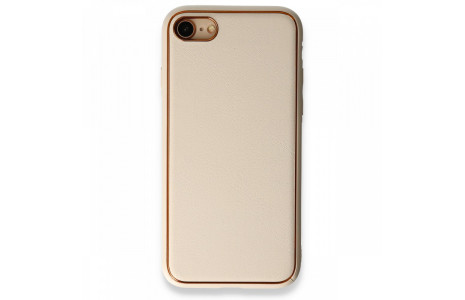 Newface iPhone 7 Kılıf Coco Deri Silikon Kapak - Gold