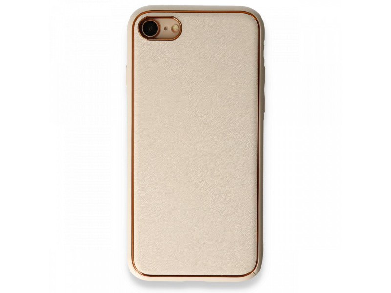 Newface iPhone 7 Kılıf Coco Deri Silikon Kapak - Gold