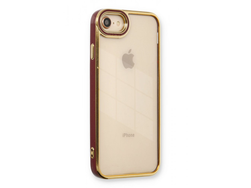 Newface iPhone SE 2020 Kılıf Liva Lens Silikon - Bordo