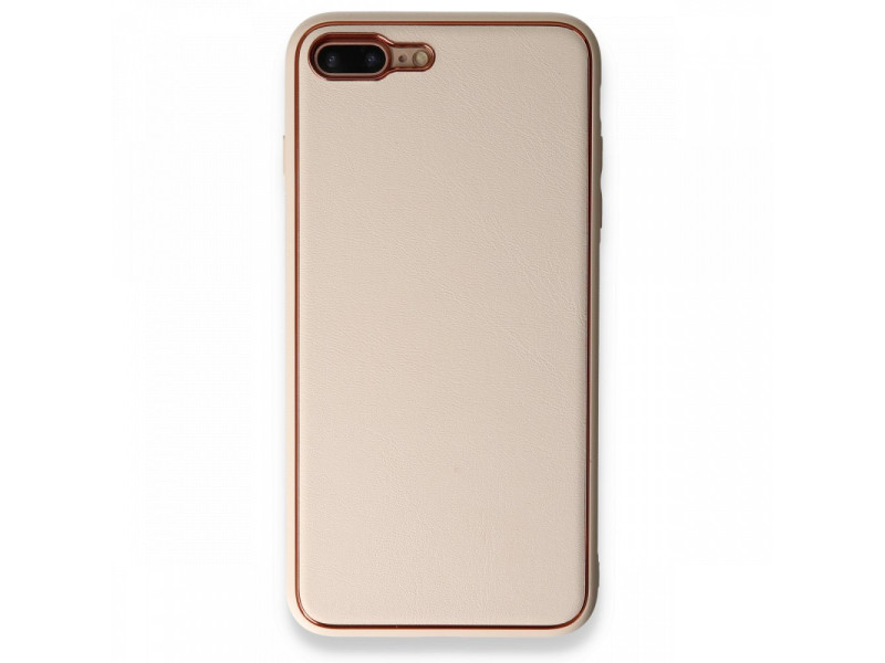 Newface iPhone 7 Plus Kılıf Coco Deri Silikon Kapak - Gold