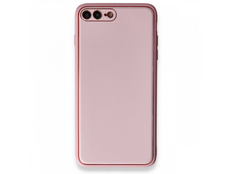 Newface iPhone 7 Plus Kılıf Coco Deri Silikon Kapak - Pudra