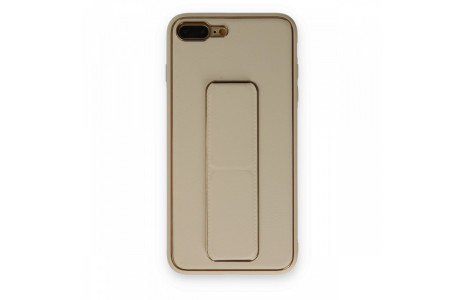 Newface iPhone 7 Plus Kılıf Coco Deri Standlı Kapak - Gold