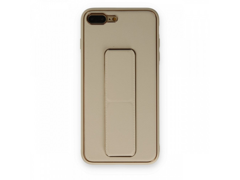 Newface iPhone 7 Plus Kılıf Coco Deri Standlı Kapak - Gold