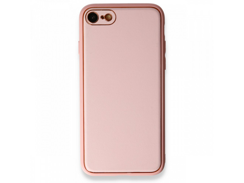 Newface iPhone 8 Kılıf Coco Deri Silikon Kapak - Pudra