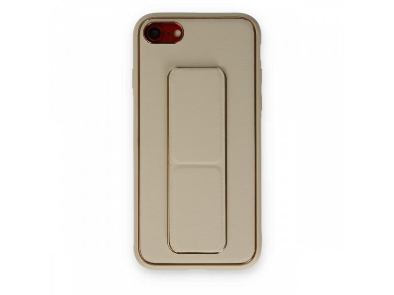 Newface iPhone 8 Kılıf Coco Deri Standlı Kapak - Gold
