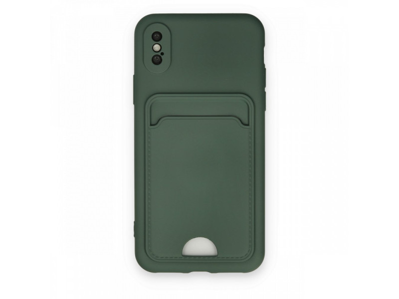 Newface iPhone X Kılıf Kelvin Kartvizitli Silikon - Koyu Yeşil