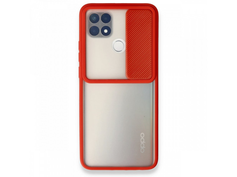 Newface Oppo A15 Kılıf Palm Buzlu Kamera Sürgülü Silikon - Kırmızı