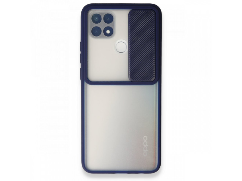 Newface Oppo A15 Kılıf Palm Buzlu Kamera Sürgülü Silikon - Lacivert